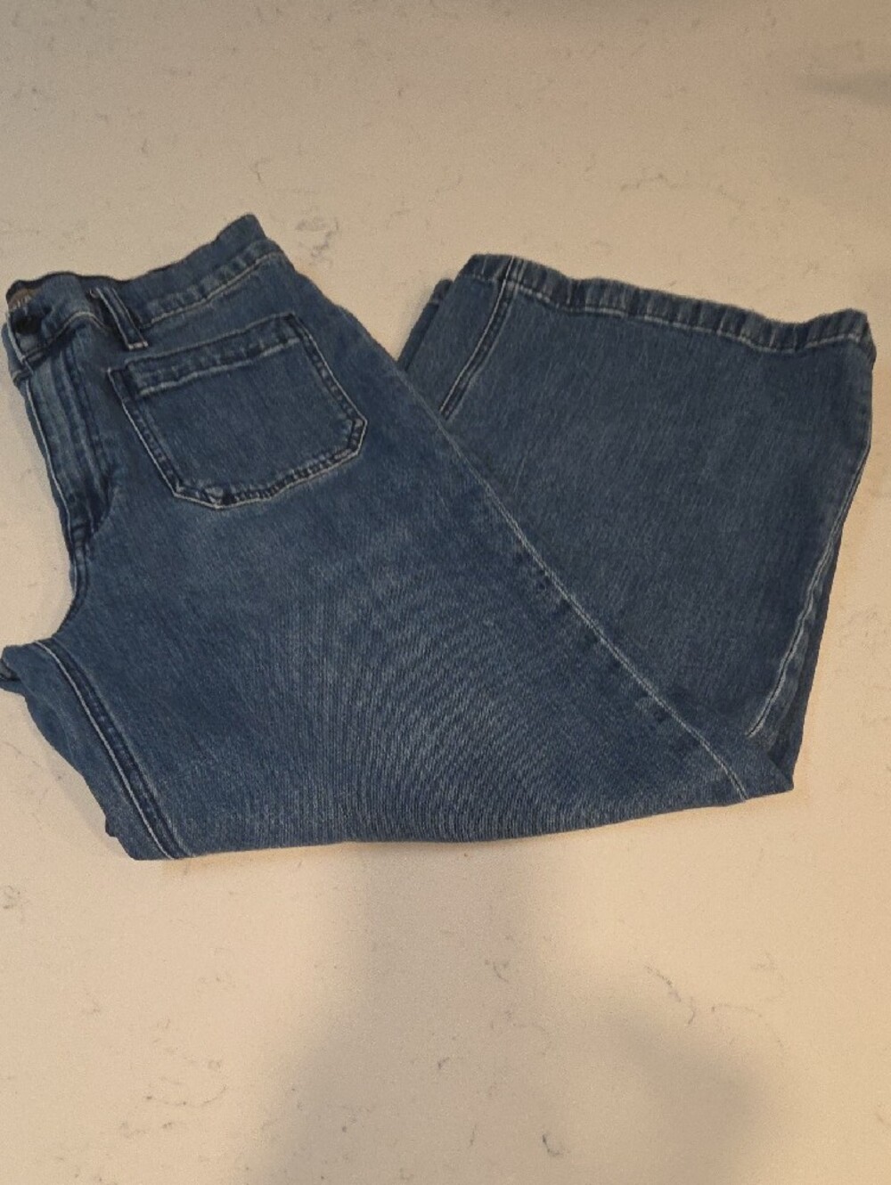 Point Sur J. Crew Mid-Blue Wide-Leg Crop Jeans - Picture 8 of 9
